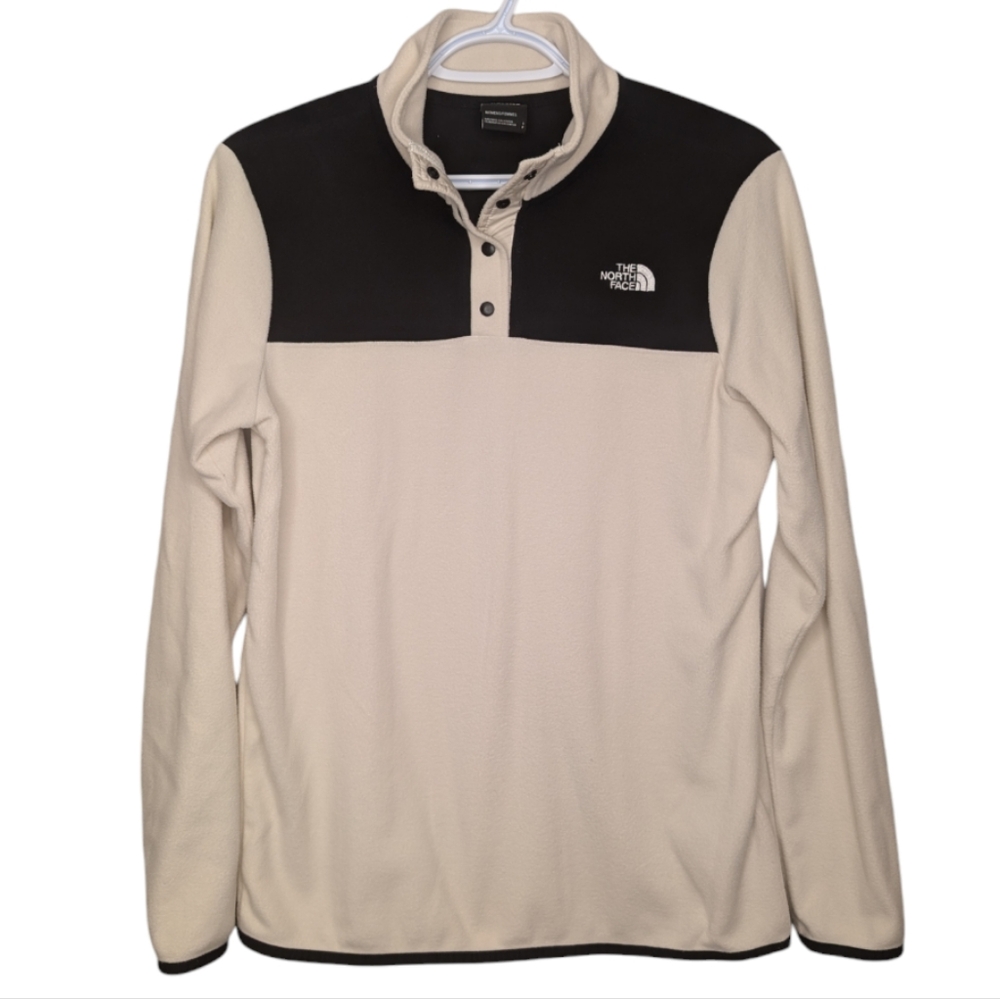 The North Face TKA Glacier Black Cream Snap-Neck Fleece Pullover Women's Small
